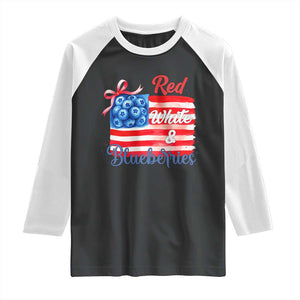 Red White and Blueberries Raglan Shirt Patriotic Vintage American Flag Coquette Bow TS02 Black White Print Your Wear