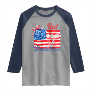 Red White and Blueberries Raglan Shirt Patriotic Vintage American Flag Coquette Bow TS02 Sport Gray Navy Print Your Wear