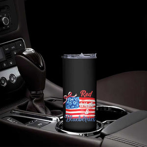 Red White and Blueberries Skinny Tumbler Patriotic Vintage American Flag Coquette Bow TS02 Print Your Wear