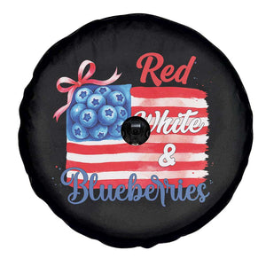Red White and Blueberries Spare Tire Cover Patriotic Vintage American Flag Coquette Bow TS02 Print Your Wear