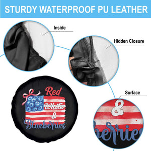 Red White and Blueberries Spare Tire Cover Patriotic Vintage American Flag Coquette Bow TS02 Print Your Wear
