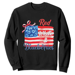 Red White and Blueberries Sweatshirt Patriotic Vintage American Flag Coquette Bow TS02 Black Print Your Wear