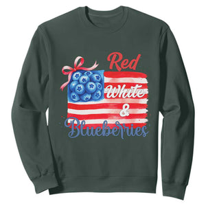 Red White and Blueberries Sweatshirt Patriotic Vintage American Flag Coquette Bow TS02 Dark Forest Green Print Your Wear