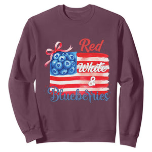 Red White and Blueberries Sweatshirt Patriotic Vintage American Flag Coquette Bow TS02 Maroon Print Your Wear