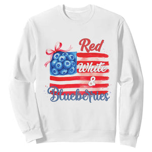 Red White and Blueberries Sweatshirt Patriotic Vintage American Flag Coquette Bow TS02 White Print Your Wear