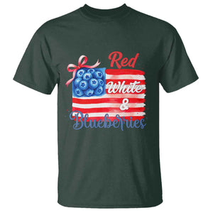 Red White and Blueberries T Shirt Patriotic Vintage American Flag Coquette Bow TS02 Dark Forest Green Print Your Wear