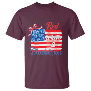 Red White and Blueberries T Shirt Patriotic Vintage American Flag Coquette Bow TS02 Maroon Print Your Wear