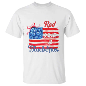 Red White and Blueberries T Shirt Patriotic Vintage American Flag Coquette Bow TS02 White Print Your Wear