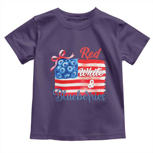 Red White and Blueberries Toddler T Shirt Patriotic Vintage American Flag Coquette Bow TS02 Purple Print Your Wear