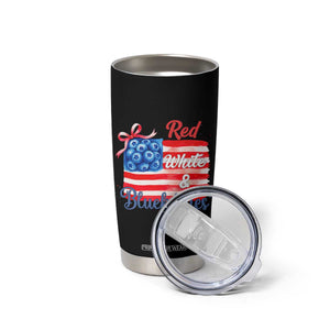 Red White and Blueberries Tumbler Cup Patriotic Vintage American Flag Coquette Bow TS02 Print Your Wear
