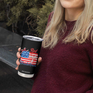 Red White and Blueberries Tumbler Cup Patriotic Vintage American Flag Coquette Bow TS02 Print Your Wear