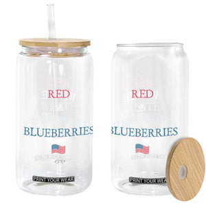 Red White and Blueberries Glass Can Vintage American Flag Patriotic TS02 Print Your Wear