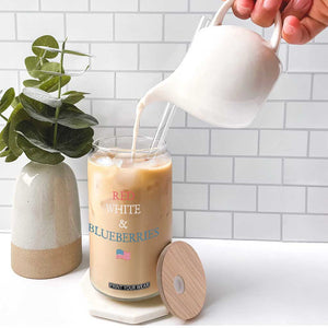 Red White and Blueberries Glass Can Vintage American Flag Patriotic TS02 Print Your Wear