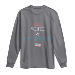 Red White and Blueberries Long Sleeve Shirt Vintage American Flag Patriotic TS02 Charcoal Print Your Wear