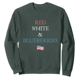Red White and Blueberries Sweatshirt Vintage American Flag Patriotic TS02 Dark Forest Green Print Your Wear