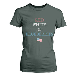 Red White and Blueberries T Shirt For Women Vintage American Flag Patriotic TS02 Dark Forest Green Print Your Wear