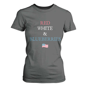 Red White and Blueberries T Shirt For Women Vintage American Flag Patriotic TS02 Dark Heather Print Your Wear
