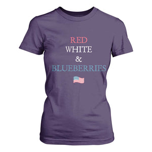 Red White and Blueberries T Shirt For Women Vintage American Flag Patriotic TS02 Purple Print Your Wear
