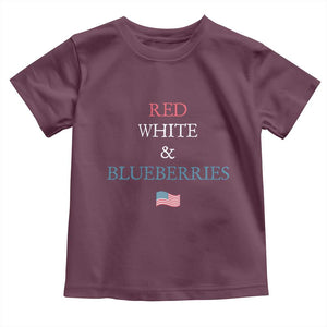 Red White and Blueberries Toddler T Shirt Vintage American Flag Patriotic TS02 Maroon Print Your Wear
