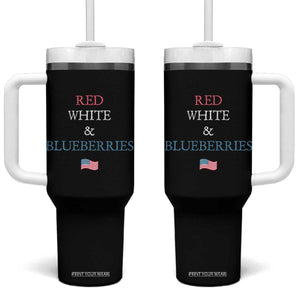 Red White and Blueberries Tumbler With Handle Vintage American Flag Patriotic TS02 One Size: 40 oz Black Print Your Wear
