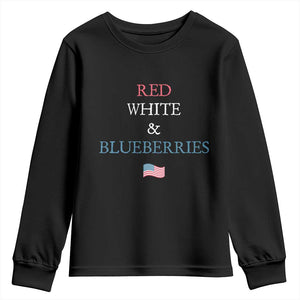 Red White and Blueberries Youth Sweatshirt Vintage American Flag Patriotic TS02 Black Print Your Wear
