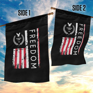 Freedom Charlie Kirk Tribute Garden Flag Patriotic Legacy Eagle Distressed American Flag TS02 Print Your Wear