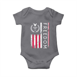 Freedom Charlie Kirk Tribute Baby Onesie Patriotic Legacy Eagle Distressed American Flag TS02 Charcoal Print Your Wear