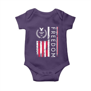 Freedom Charlie Kirk Tribute Baby Onesie Patriotic Legacy Eagle Distressed American Flag TS02 Purple Print Your Wear