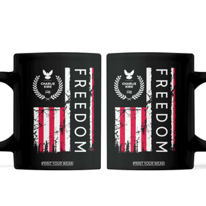 Freedom Charlie Kirk Tribute Coffee Mug Patriotic Legacy Eagle Distressed American Flag TS02 Black Print Your Wear