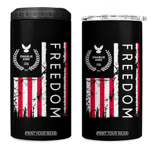 Freedom Charlie Kirk Tribute 4 in 1 Can Cooler Tumbler Patriotic Legacy Eagle Distressed American Flag TS02 One Size: 16 oz Black Print Your Wear