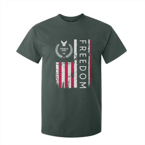 Freedom Charlie Kirk Tribute T Shirt For Kid Patriotic Legacy Eagle Distressed American Flag TS02 Dark Forest Green Print Your Wear