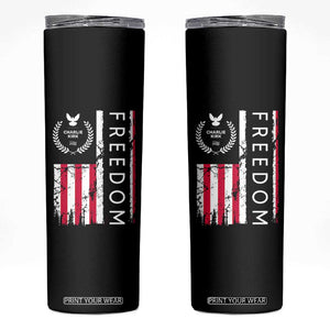 Freedom Charlie Kirk Tribute Skinny Tumbler Patriotic Legacy Eagle Distressed American Flag TS02 Black Print Your Wear