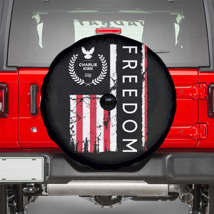 Freedom Charlie Kirk Tribute Spare Tire Cover Patriotic Legacy Eagle Distressed American Flag TS02 Black Print Your Wear