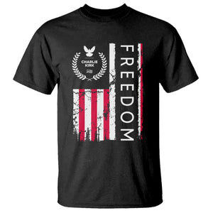 Freedom Charlie Kirk Tribute T Shirt Patriotic Legacy Eagle Distressed American Flag TS02 Black Print Your Wear