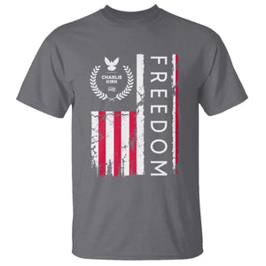 Freedom Charlie Kirk Tribute T Shirt Patriotic Legacy Eagle Distressed American Flag TS02 Charcoal Print Your Wear