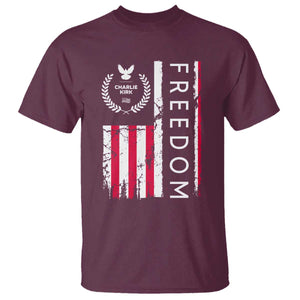 Freedom Charlie Kirk Tribute T Shirt Patriotic Legacy Eagle Distressed American Flag TS02 Maroon Print Your Wear