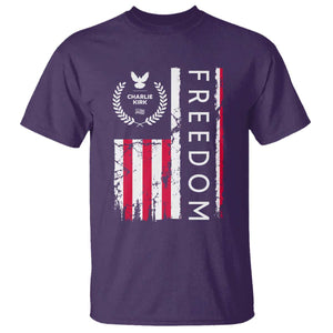 Freedom Charlie Kirk Tribute T Shirt Patriotic Legacy Eagle Distressed American Flag TS02 Purple Print Your Wear