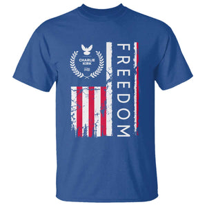 Freedom Charlie Kirk Tribute T Shirt Patriotic Legacy Eagle Distressed American Flag TS02 Royal Blue Print Your Wear