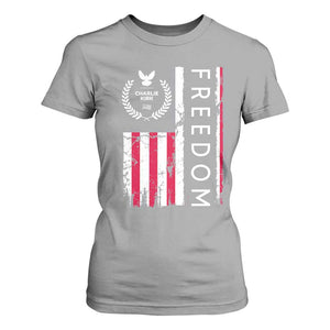 Freedom Charlie Kirk Tribute T Shirt For Women Patriotic Legacy Eagle Distressed American Flag TS02 Sport Gray Print Your Wear