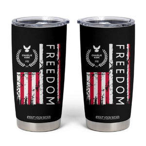 Freedom Charlie Kirk Tribute Tumbler Cup Patriotic Legacy Eagle Distressed American Flag TS02 Black Print Your Wear