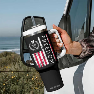 Freedom Charlie Kirk Tribute Tumbler With Handle Patriotic Legacy Eagle Distressed American Flag TS02 Print Your Wear