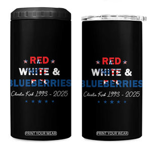 Red White and Blueberries 4 in 1 Can Cooler Tumbler Charlie Kirk 1993 2025 Patriotic Memorial TS02 One Size: 16 oz Black Print Your Wear
