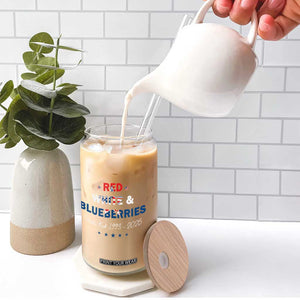 Red White and Blueberries Glass Can Charlie Kirk 1993 2025 Patriotic Memorial TS02 Print Your Wear