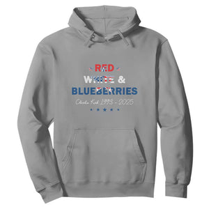 Red White and Blueberries Hoodie Charlie Kirk 1993 2025 Patriotic Memorial TS02 Sport Gray Print Your Wear
