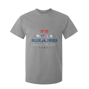 Red White and Blueberries T Shirt For Kid Charlie Kirk 1993 2025 Patriotic Memorial TS02 Sport Gray Print Your Wear