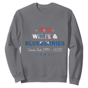 Red White and Blueberries Sweatshirt Charlie Kirk 1993 2025 Patriotic Memorial TS02 Charcoal Print Your Wear