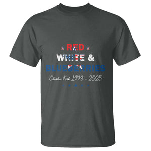 Red White and Blueberries T Shirt Charlie Kirk 1993 2025 Patriotic Memorial TS02 Dark Heather Print Your Wear