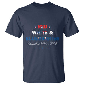 Red White and Blueberries T Shirt Charlie Kirk 1993 2025 Patriotic Memorial TS02 Navy Print Your Wear