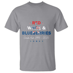 Red White and Blueberries T Shirt Charlie Kirk 1993 2025 Patriotic Memorial TS02 Sport Gray Print Your Wear