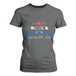 Red White and Blueberries T Shirt For Women Charlie Kirk 1993 2025 Patriotic Memorial TS02 Dark Heather Print Your Wear